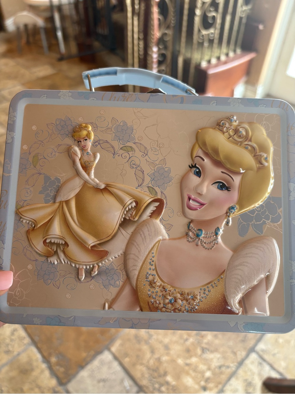 Disney Cinderella Gold and Light Blue Tin Lunchbox